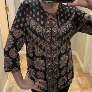 Chico’s Bohemian 3/4 Sleeve Tunic Blouse